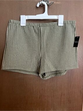 Lioness Striped Olive and Cream Women’s Casual Shorts